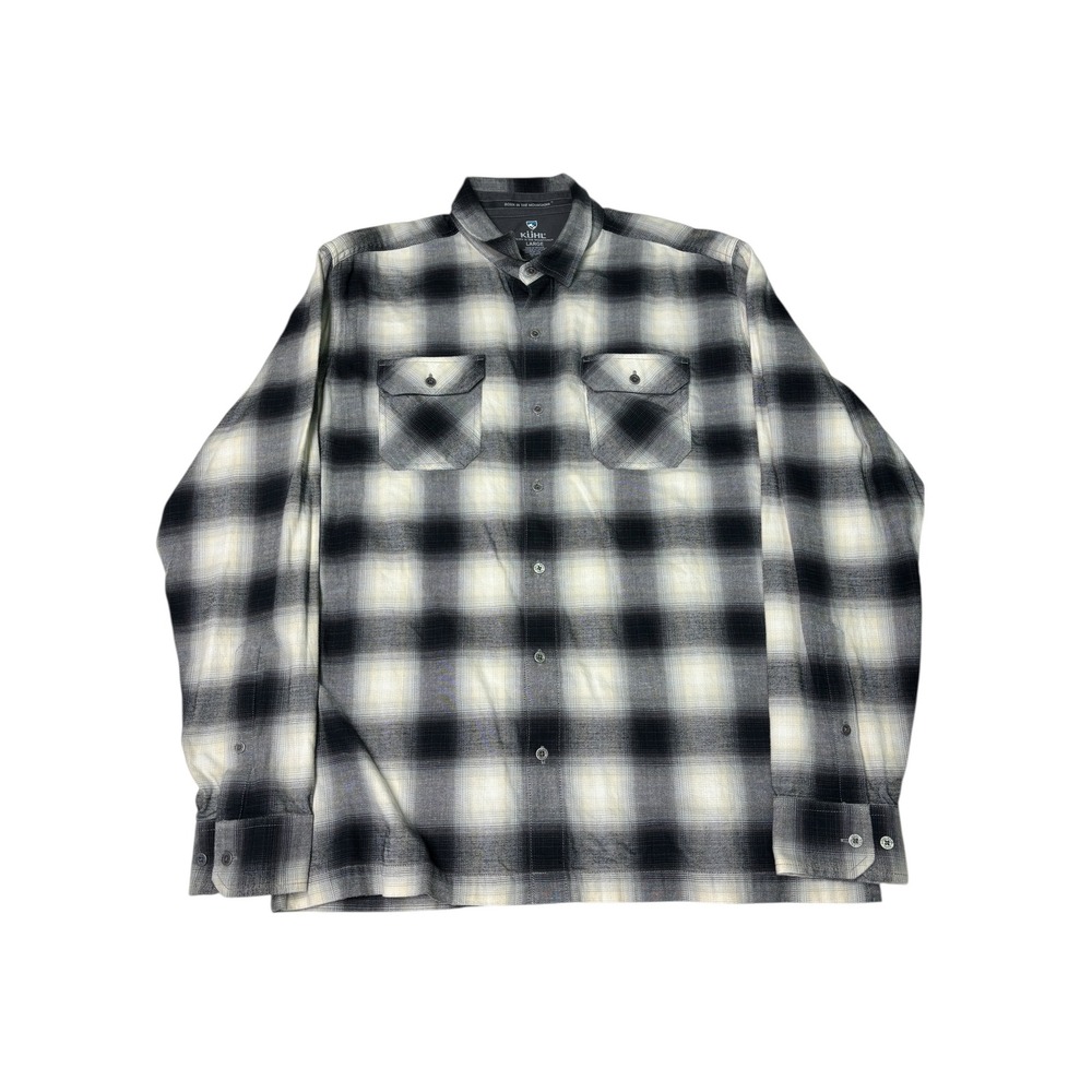 KUHL‎ Mens Large Plaid Flannel Long Sleeve Button Up Shirt Born In The Mountains
